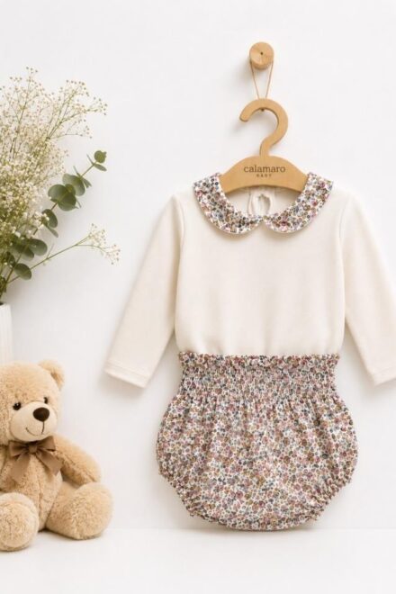 Conjunto braguita flores